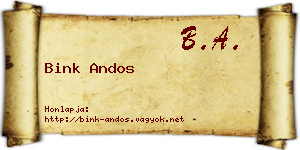 Bink Andos névjegykártya